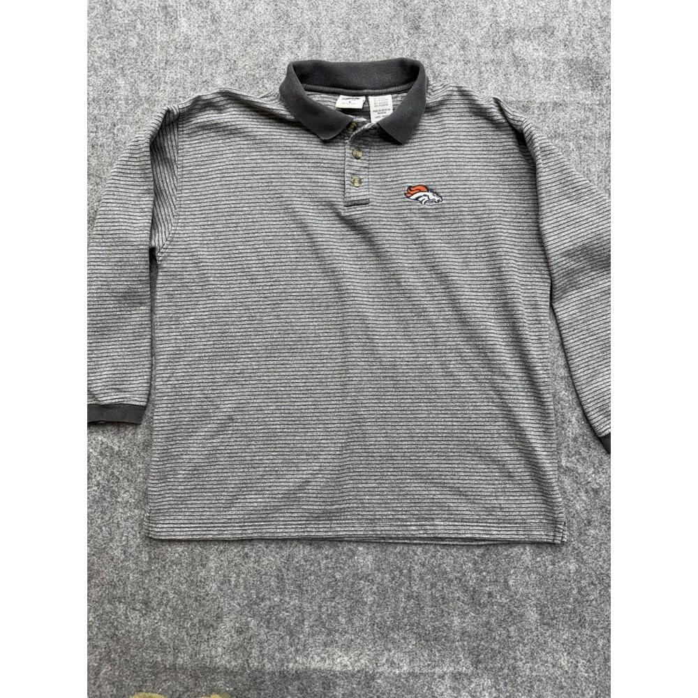 Vintage 90s Denver Broncos Striped Rugby Polo Shirt Large John Elway